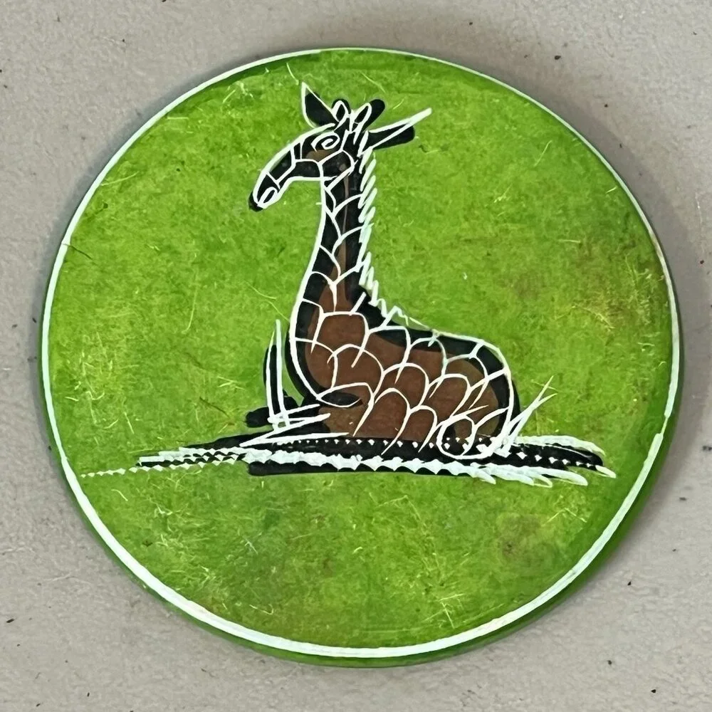 African Safari Green Soapstone Drink Coasters Zebra Rhino Giraffe Gazelle